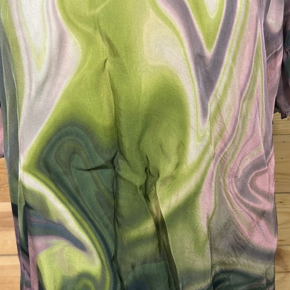 Tutu & Lilli silky tie dyed ruffle top blouse tunic boho hippie festival LG XL - Picture 2 of 12